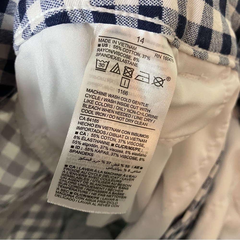 Old Navy navy blue gingham checked High Rise Pixie Ankle pants 14 - Picture 6 of 7